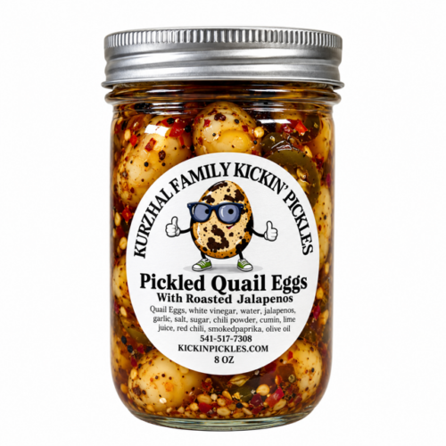 Quail Eggs with Roasted Jalapenos and garlic cloves